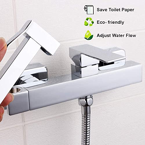 AZOS Bidet Sprayer for Toilet, Toilet Concealed Hot and Cold Mixing Brass Handheld Bidet Toilet Sprayer Wall Mount Diaper Douche Shattaf Kit for Bathroom Cleaning, Polished Chrome - Image 3