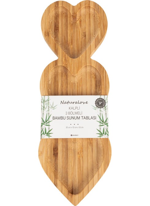 Naturalove Bamboo Serving Plate - Heart / 3 Sections  - Image 1