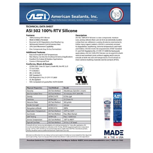 ASI Clear 100% RTV Silicone Sealant - 10.2 Oz Cartridge - Image 2