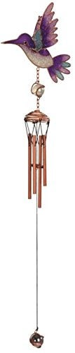 StealStreet SSG99363 Copper Toned Wind Chime with Purple Hummingbird in Flight 225