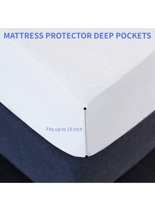 Waterproof Mattress Protector, Polycotton Terry, Pee Proof, Fitted Deep Pocket (9-18 in), King Size - Image 5