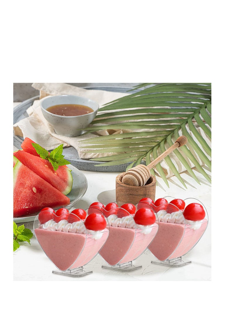 Y&D 50 Pack 80ml Plastic Mini Dessert Cup with Spoon, Clear Parfait Appetizer Heart-shaped Small Serving Bowl for Cakes, Ice Cream, Tasting, Party, Buffet, Wedding - Image 5