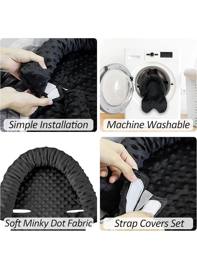 Pea Pod Car Seat Head Support Infant Baby Carseat Head Support & Strap Covers for Newborns Ultra Soft Minky Dotted Fabric Infant Car Seat Insert Perfect for Baby Carseats, Strollers, and Bouncers - Image 3