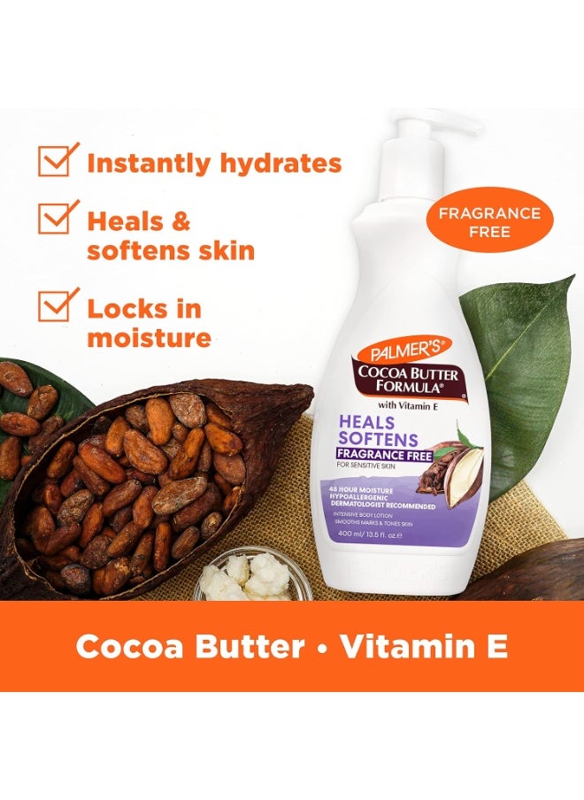 PALMER'S Cocoa Butter Body Lotion, Fragrance Free for All Skin Types, Smoothes Marks & Tones Skin - 400ml  - Image 2