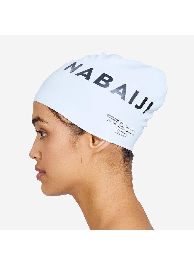 NABAIJI قبعة سباحة للبالغين من السيليكون 56-60 سم سريعة الجفاف وخفيفة الوزن بيضاء - Image 2