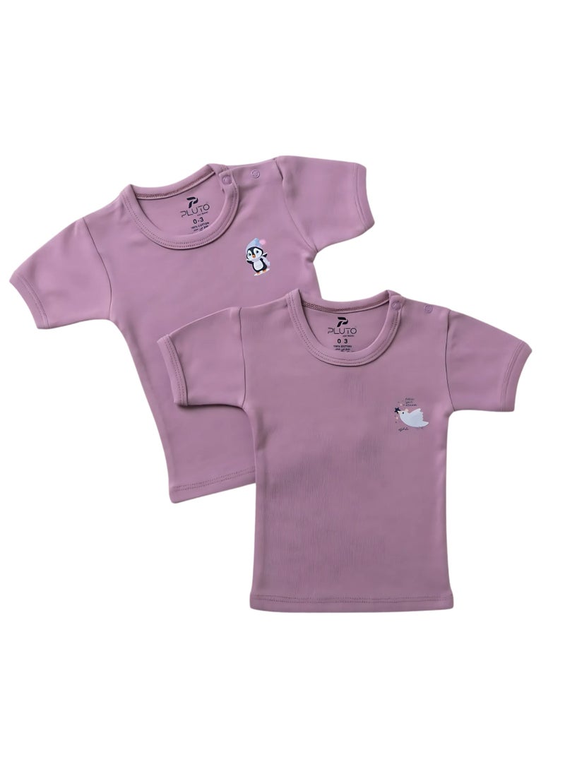 Pluto Pack of 3 Cotton Short Sleeve Undershirt for Baby  - Image 2