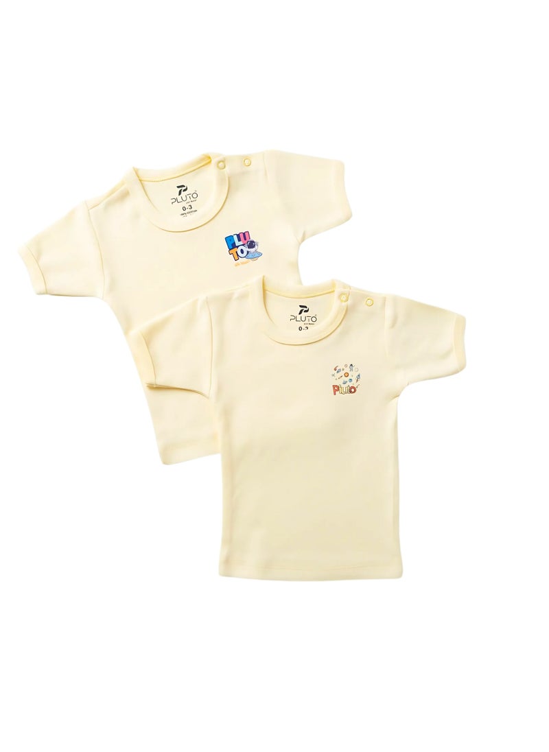 Pluto Pack of 3 Cotton Short Sleeve Undershirt for Baby  - Image 3