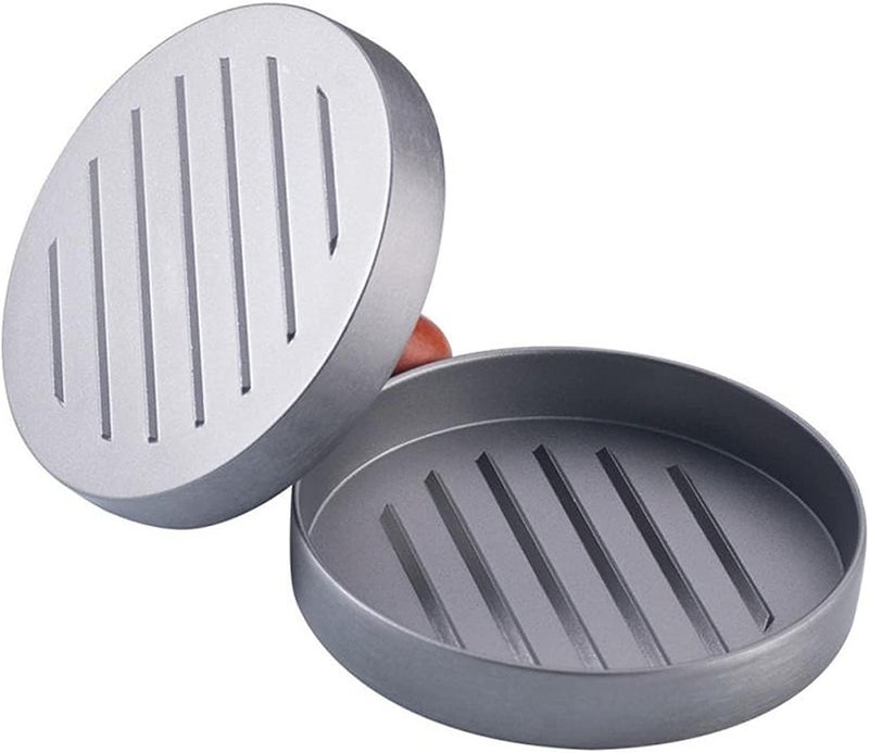 Aluminum Round Non Stick Burger Press With Wooden Handle For Beef And Chicken Burgers - Silver Brown - Image 4