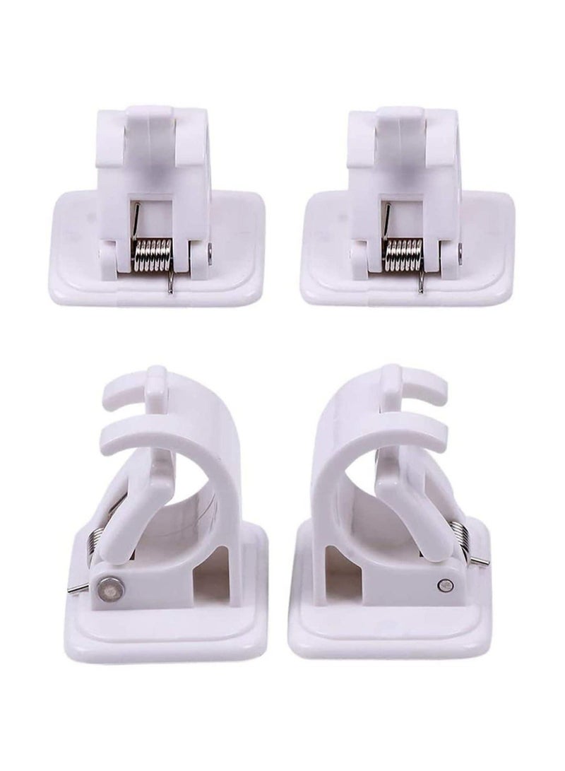 Adjustable Rod Bracket, 4Pcs Nail Free Self Adhesive Curtain Rod Brackets, No Drill Round Rod Fixing Clip for Hanging Net Curtain, Party Garden Decoration  - Image 1
