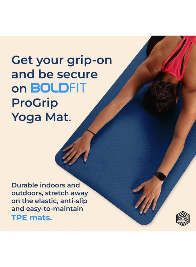 BOLDFIT BOLDFIT ProGrip Yoga Mat for men and women,(6mm) Extra Thick Anti skid with carrying bag Blue 6 mm Yoga Mat  - Image 4
