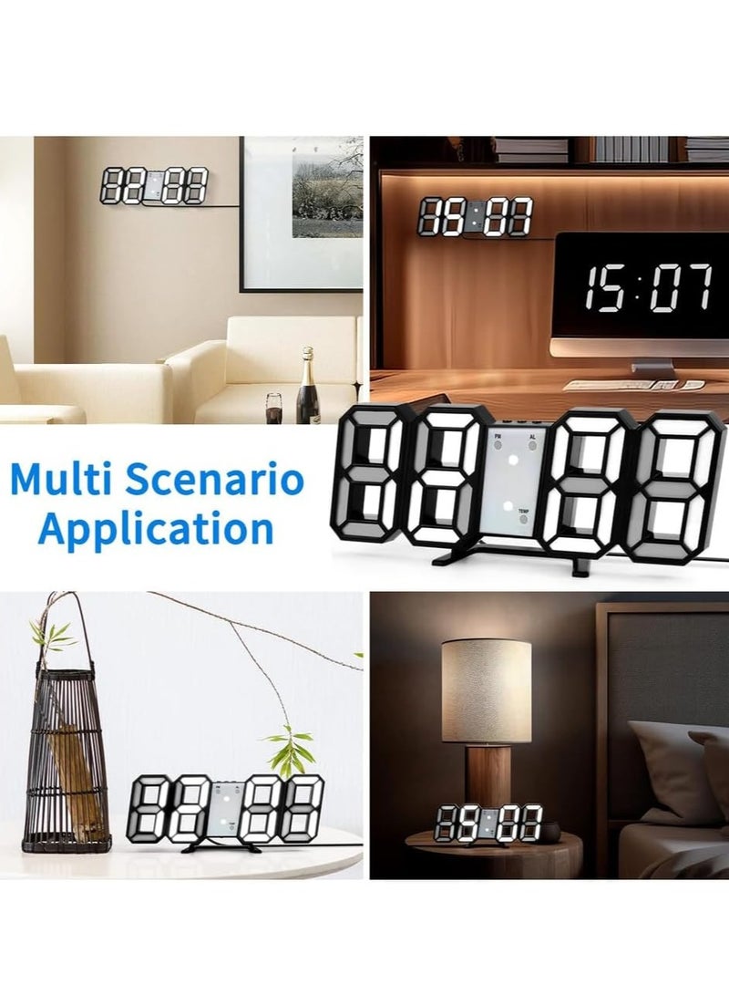 Hicomony 3D Digital Alarm Clock,Wall LED Number Time Clock with 3 Auto Adjust Brightness Levels，Modern Night Light LED Electronic Clock Date,Temperature Display (black) - Image 5