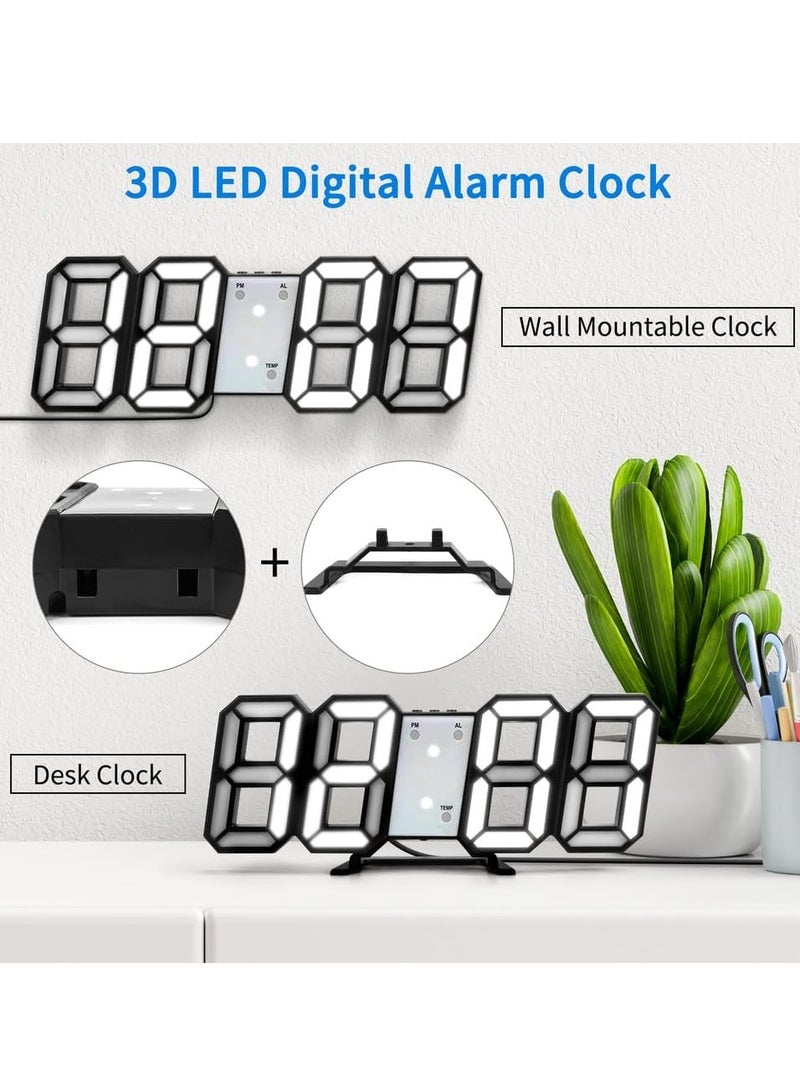 Hicomony 3D Digital Alarm Clock,Wall LED Number Time Clock with 3 Auto Adjust Brightness Levels，Modern Night Light LED Electronic Clock Date,Temperature Display (black) - Image 2