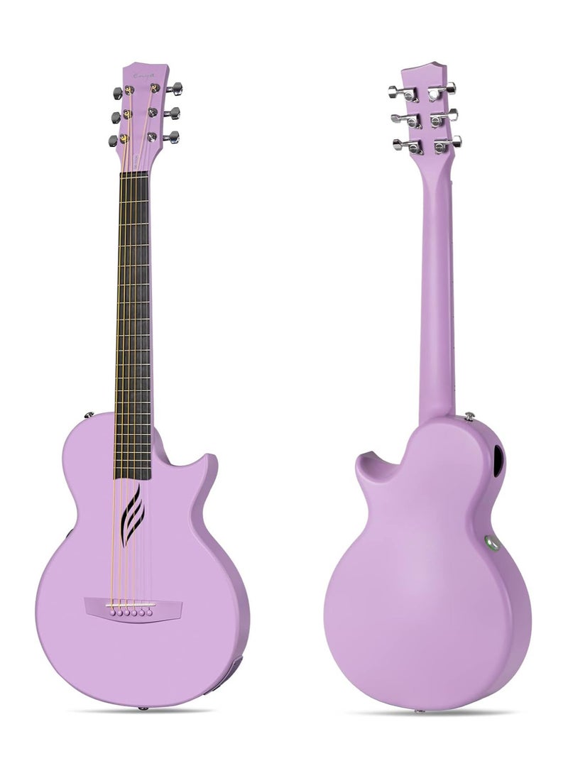 enya - Enya NOVA Go SP1 Carbon Fiber Acoustic Electric Guitar with Smart AcousticPlus 35 Inch Travel Acustica Guitarra Starter Bundle Kit of Gig Bag, Strap, Strings, Charging Cable, Instrument Cable(Purple) - Image 1