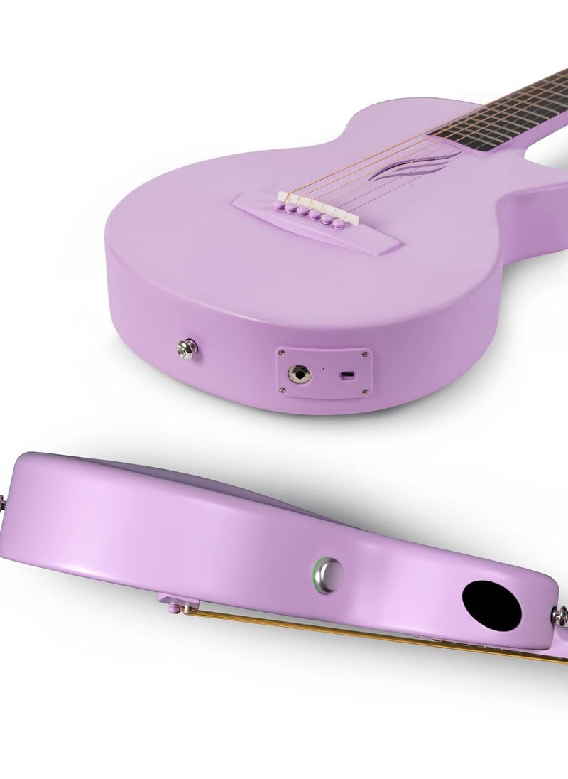 enya - Enya NOVA Go SP1 Carbon Fiber Acoustic Electric Guitar with Smart AcousticPlus 35 Inch Travel Acustica Guitarra Starter Bundle Kit of Gig Bag, Strap, Strings, Charging Cable, Instrument Cable(Purple) - Image 1