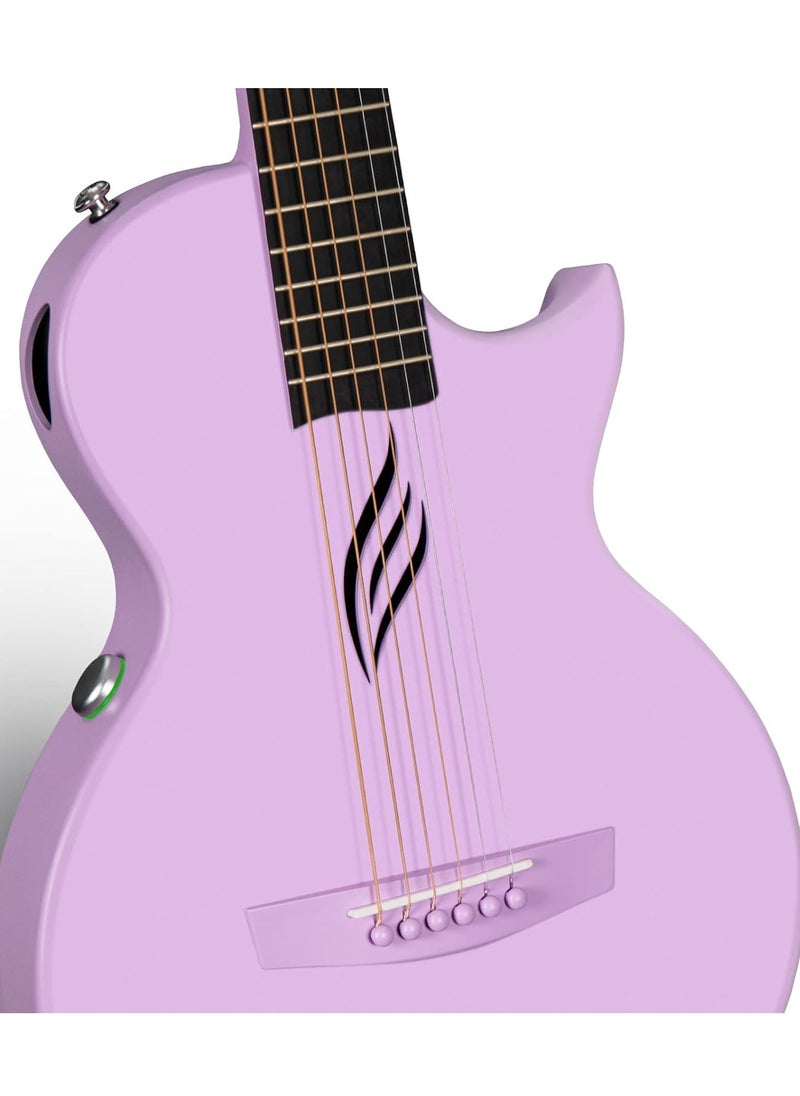 enya - Enya NOVA Go SP1 Carbon Fiber Acoustic Electric Guitar with Smart AcousticPlus 35 Inch Travel Acustica Guitarra Starter Bundle Kit of Gig Bag, Strap, Strings, Charging Cable, Instrument Cable(Purple) - Image 1