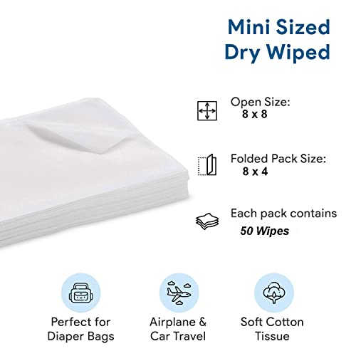 PIRU 200 Pcs Disposable Face Towels – Soft Cotton Dry Wipes, Lint-Free, 8x8 Inch Facial Tissue for Sensitive Skin, Makeup Removal & Multi-Purpose Cleaning (Dry & Wet Use) - Image 3