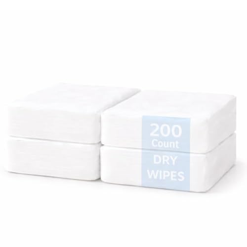 PIRU 200 Pcs Disposable Face Towels – Soft Cotton Dry Wipes, Lint-Free, 8x8 Inch Facial Tissue for Sensitive Skin, Makeup Removal & Multi-Purpose Cleaning (Dry & Wet Use) - Image 1