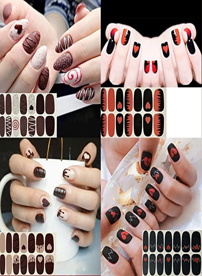 TailaiMei 12 Sheets Valentine'S Day Nail Wraps Adhesive Nail Art Stickers Full Wraps Strips With 2 Pcs Nail Files For  Nail Decals (Heart Style) - Image 4
