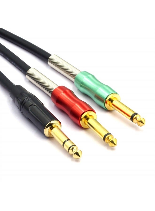 SiYear 10 FT Gold Plated 6.35mm 1/4 Inch Male TRS Stereo to Dual 6.35mm 1/4" Male Mono Y Splitter Audio Cable,Insert Cable TRS 1/4" to 2 x 6.35 TS 1/4" Patch Adapter(3M) - Image 1