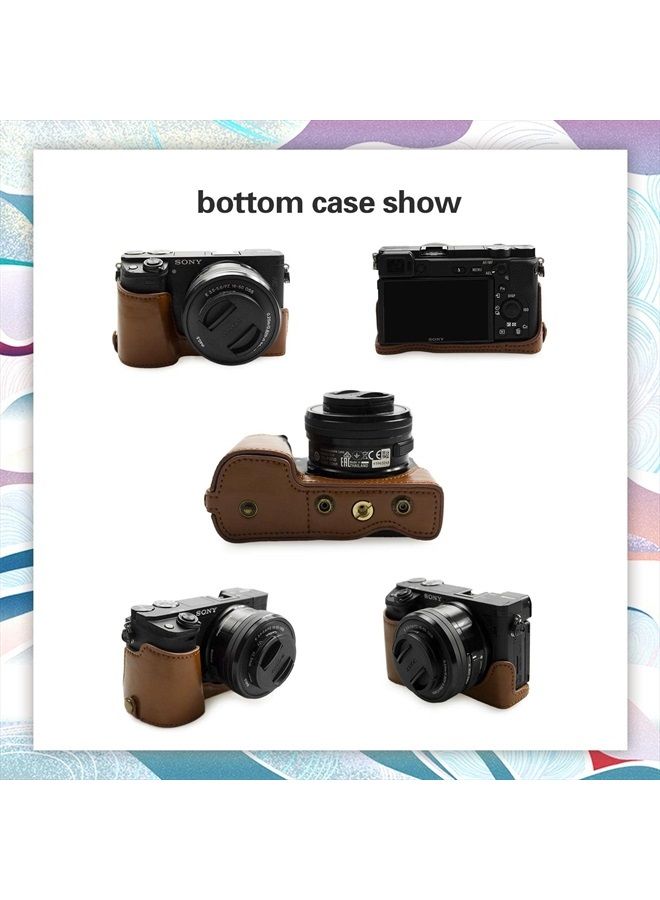 kinokoo جراب Sony A6400 جراب واقٍ من الجلد الصناعي متوافق مع كاميرا SONY A6400 A6100 A6000 A6300 ذات عدسة 16-50 مم، بني - Image 5