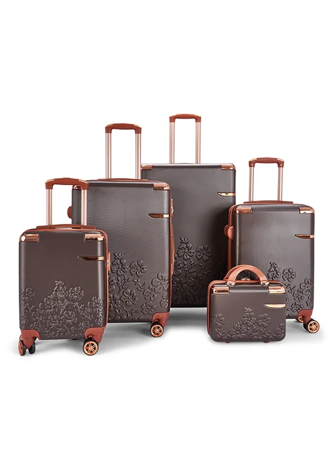 LIMRA Luggage set 5 pieces travel Bags with a distinctive design from limra Brown
