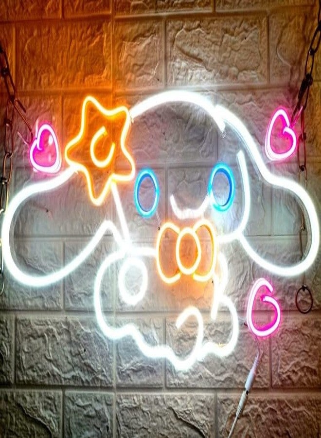 Wall Mitra Cinnamoroll Neon Sign Anime Neon LED Signs for Wall Decor Dimmable Neon Light Signs for Bedroom Girls Room Japanese Cartoon Neon Wall Signs Decor Cute Night Light Gifts for Kids(24x12) - Image 1