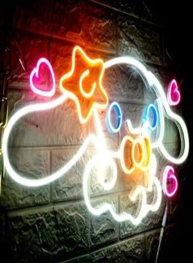Wall Mitra Cinnamoroll Neon Sign Anime Neon LED Signs for Wall Decor Dimmable Neon Light Signs for Bedroom Girls Room Japanese Cartoon Neon Wall Signs Decor Cute Night Light Gifts for Kids(24x12) - Image 2