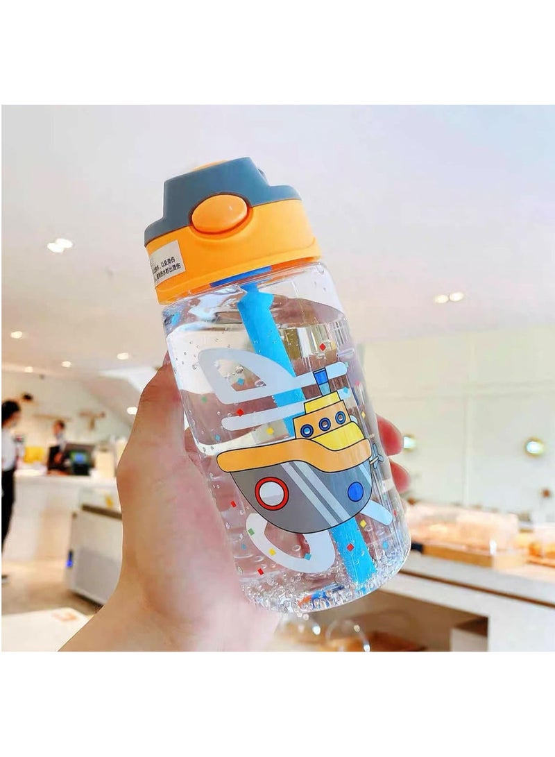 Gonice Kid's Straw Spill Leakproof Plastic BPA Free Cute School Drinking Water Bottle for Boys and Girls (Ship Yellow) 16oz - Image 3