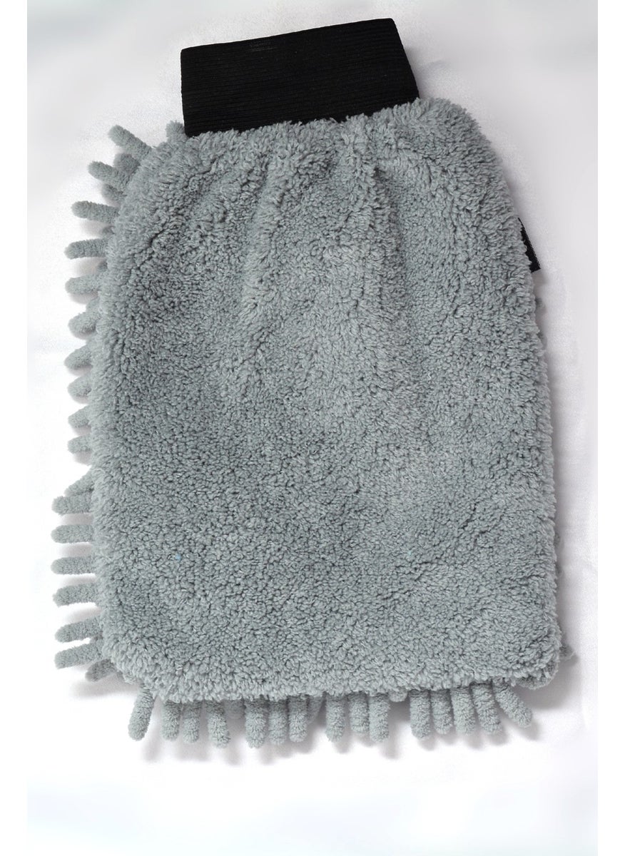 Spark - (6 Pieces) 7050 Microfiber Chenille Car Cleaning and Drying Gloves 16X24 Cm. Grey - Image 1