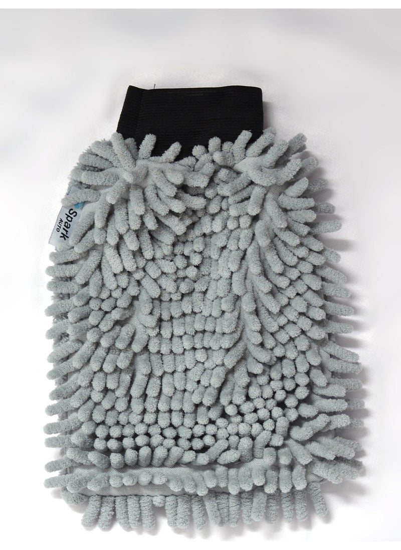 Spark - (6 Pieces) 7050 Microfiber Chenille Car Cleaning and Drying Gloves 16X24 Cm. Grey - Image 1