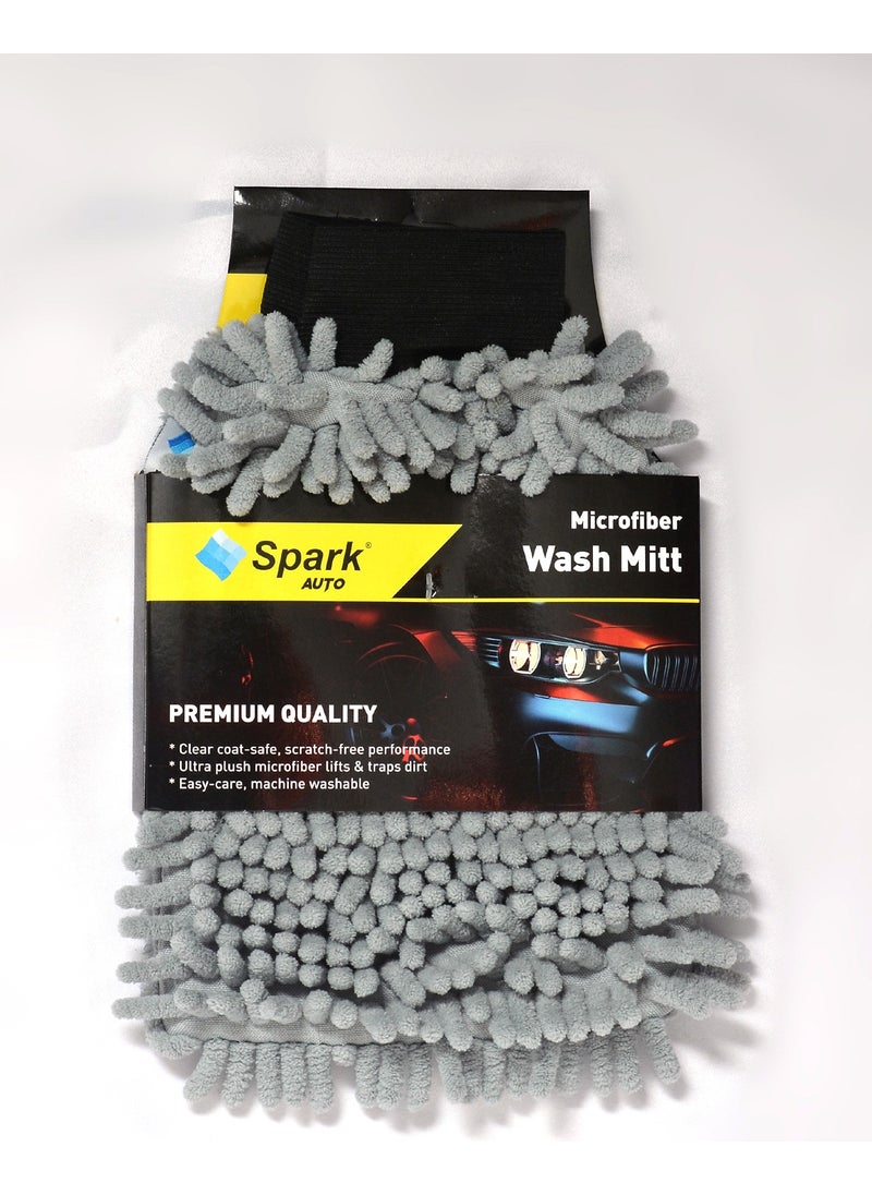 Spark - (6 Pieces) 7050 Microfiber Chenille Car Cleaning and Drying Gloves 16X24 Cm. Grey - Image 1