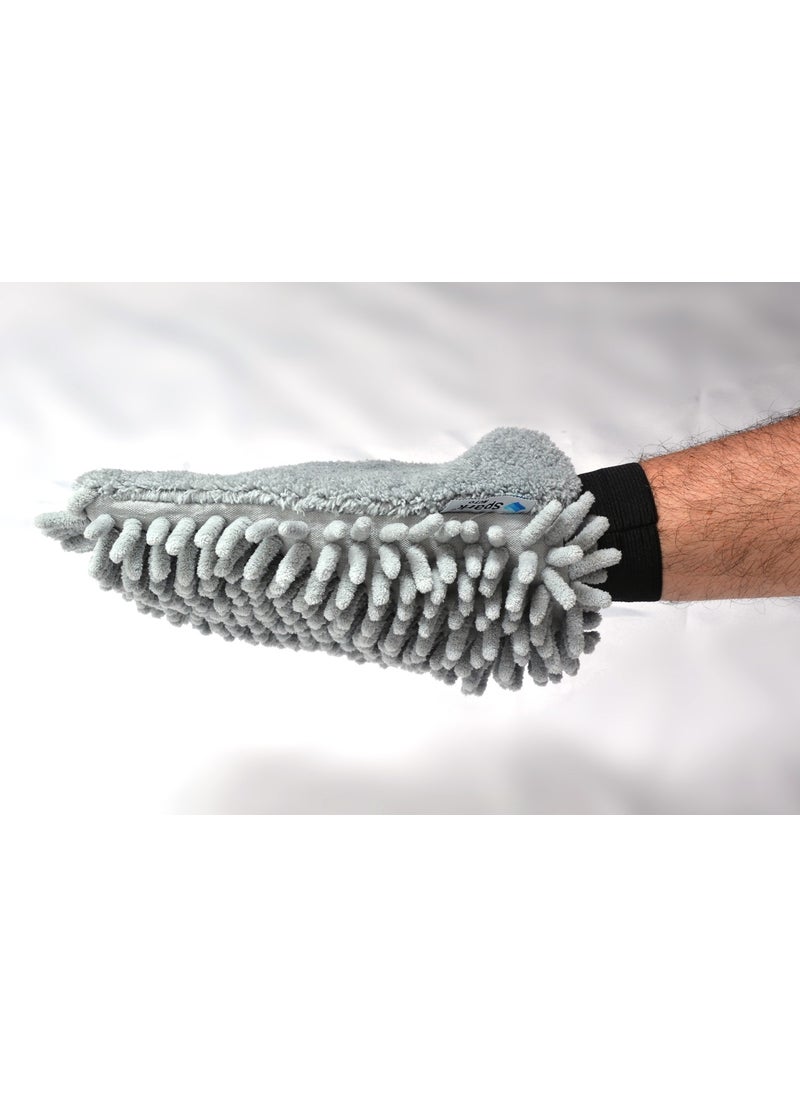Spark - (6 Pieces) 7050 Microfiber Chenille Car Cleaning and Drying Gloves 16X24 Cm. Grey - Image 1