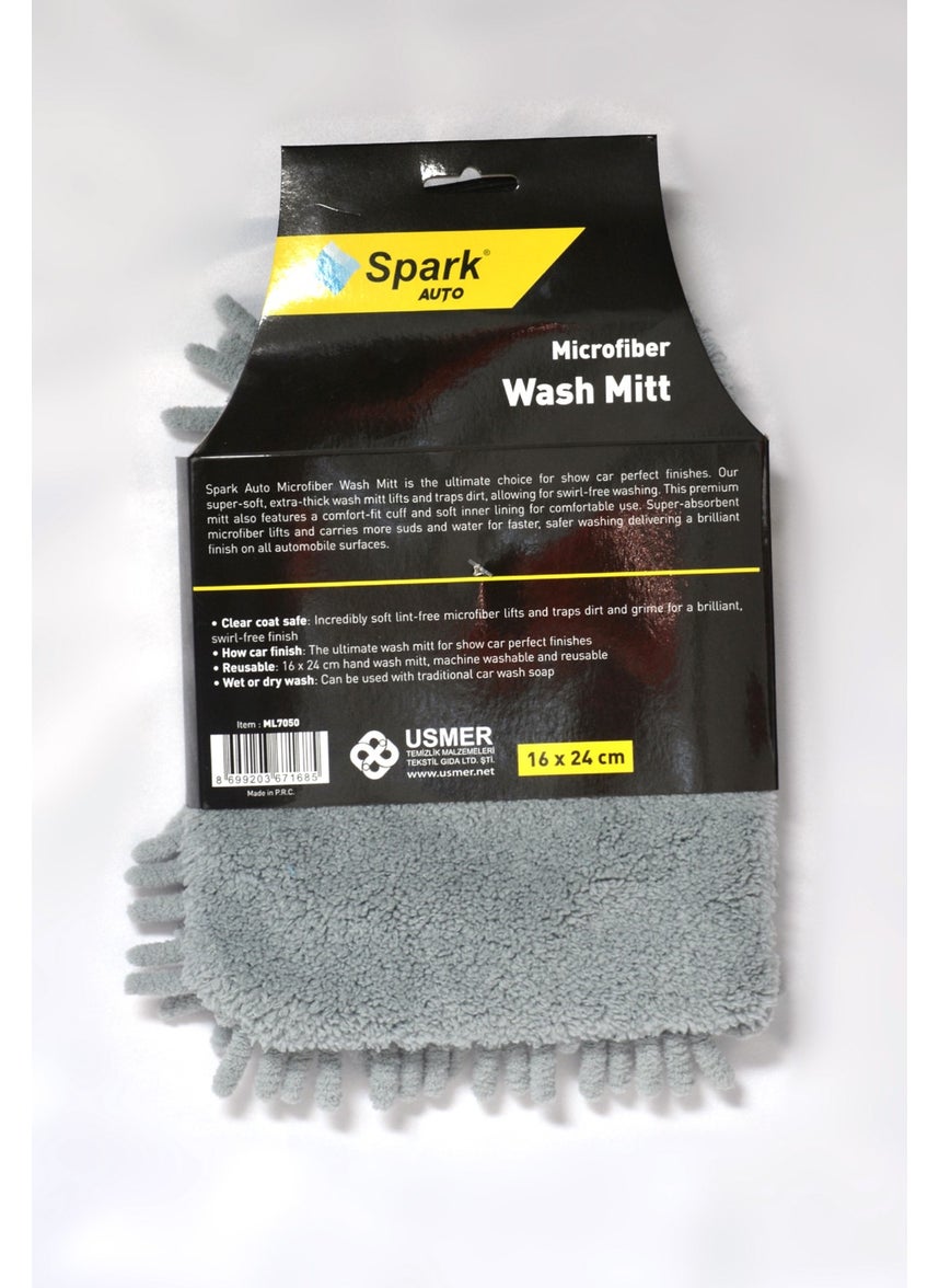 Spark - (6 Pieces) 7050 Microfiber Chenille Car Cleaning and Drying Gloves 16X24 Cm. Grey - Image 1
