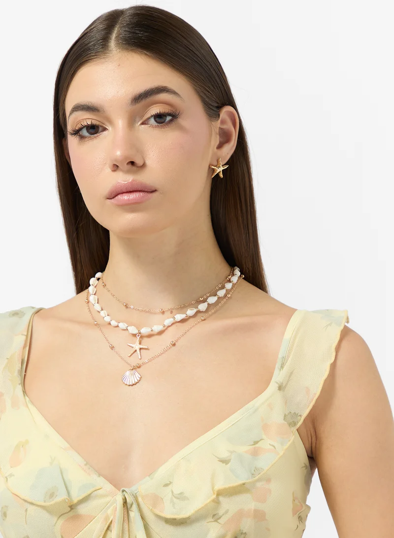 Ginger Multipack Layered Beaded Necklace with Charms