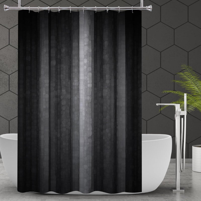 Gibelle Black Grey Shower Curtain Set for Bathroom Cool Glass Texture Ombre Abstract Modern Fabric Shower Curtain with Hooks 72 x 72
