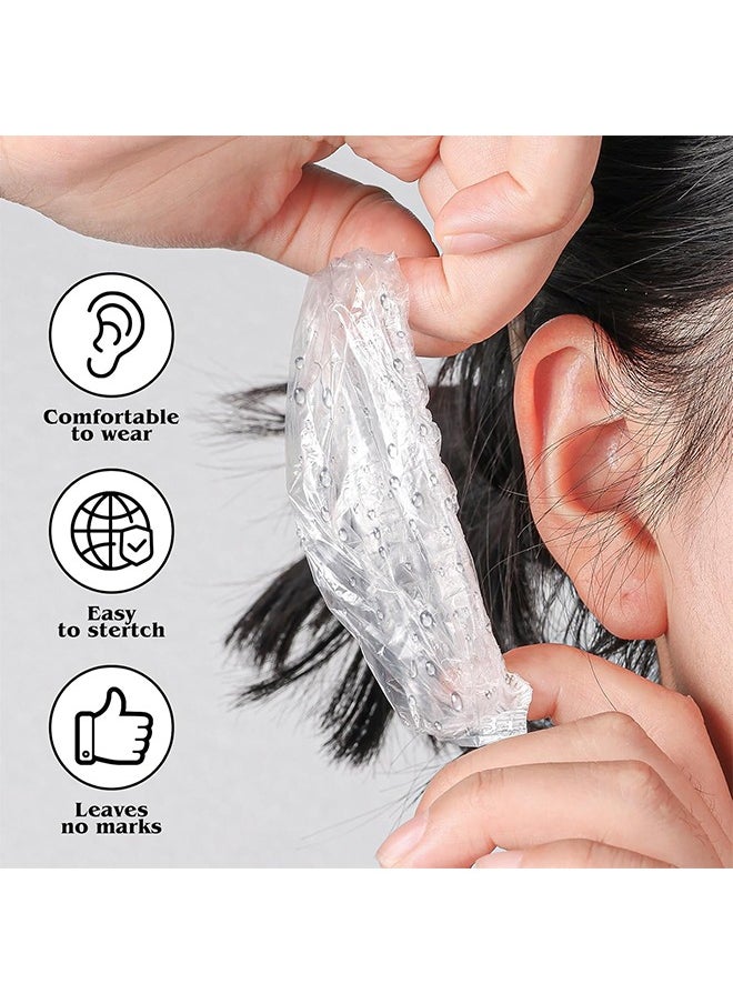 HY 300 Pcs Ear Protector Caps Disposable Elastic Clear Shower Water Ear Covers Large for Hair Dye, Shower, Bathing Ear Cover Caps,Spa Home Use Hotel and Hair Salon  - Image 3