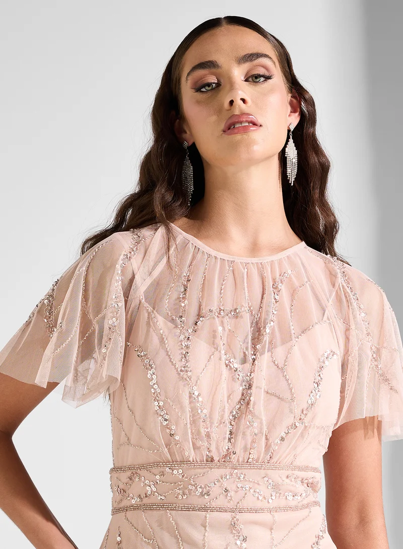 Namshi x Embellished Tulle Dress
