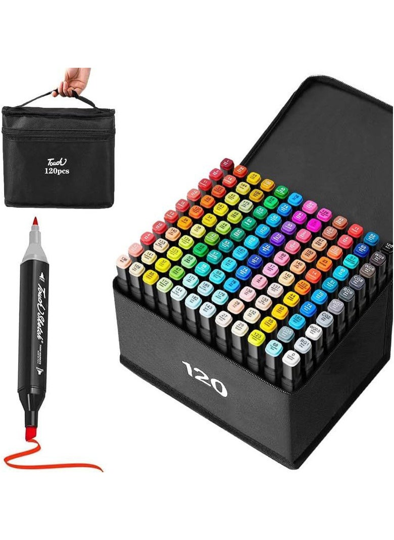 Generic - Dual-ended Color Marker Pen Set, Larger Pen Count, Suitable for Design, Drawing, Coloring, and School Art Activities (120 Colors) - Image 1