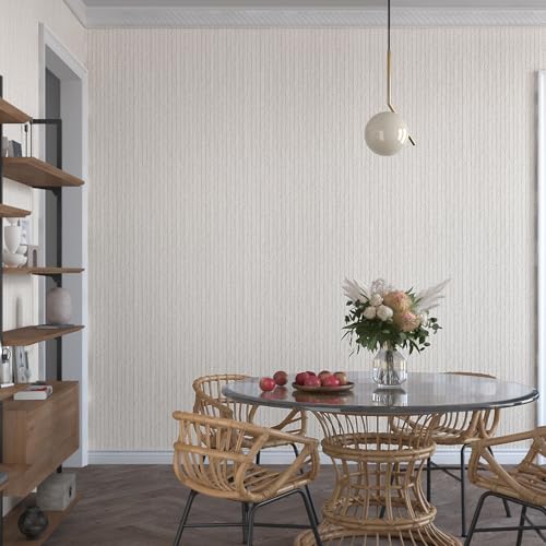 VaryPaper Light Grey Striped Grasscloth Peel and Stick Wallpaper Fabric Wallpaper Waterproof Self Adhesive Removable Herringbone Grass Cloth Contact Paper for Cabinet Bedroom Accent Wall 15.7''x78.7'' - Image 2