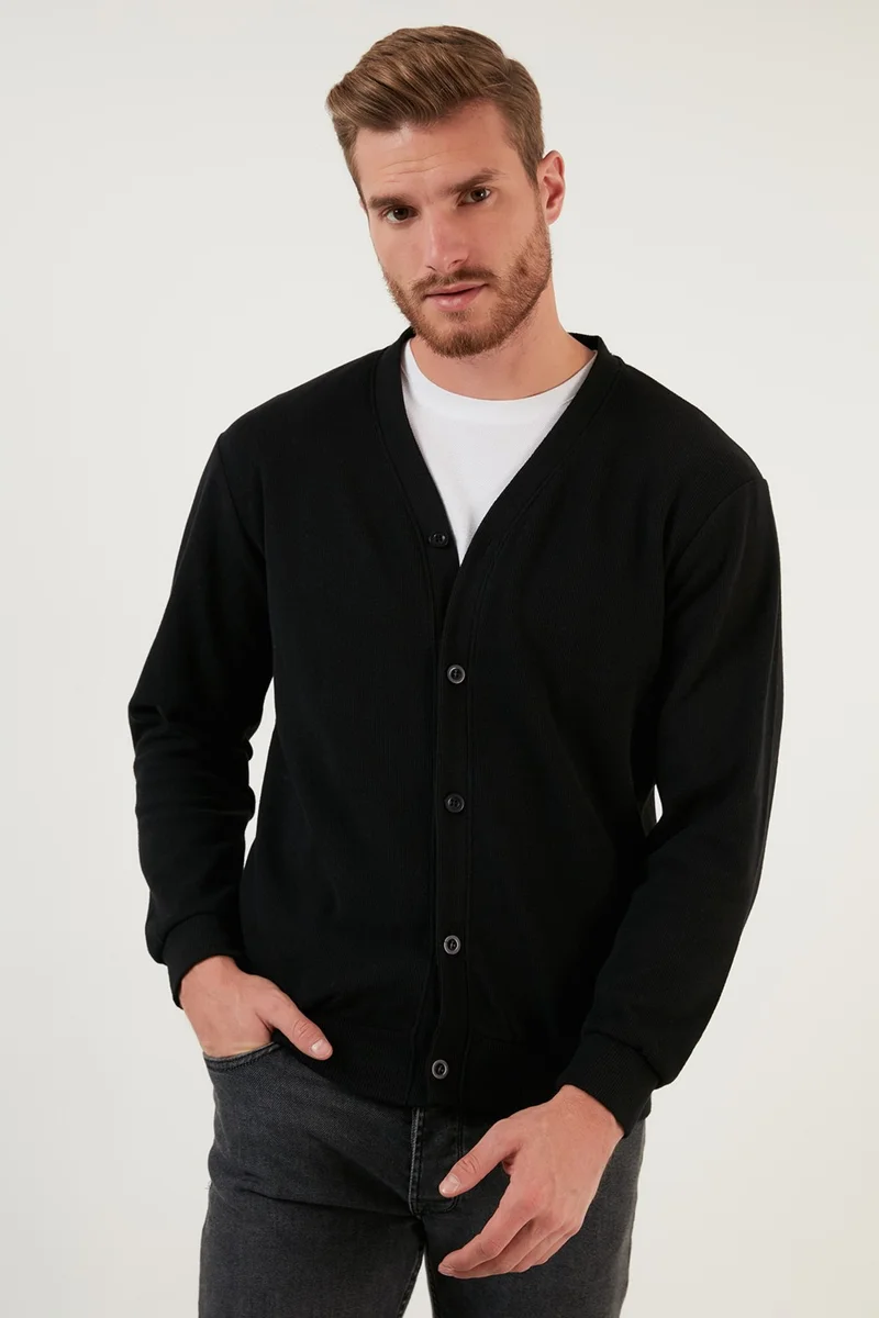 Buratti Cotton Regular Fit Buttoned V-Neck Cardigan Men's Cardigan 456205