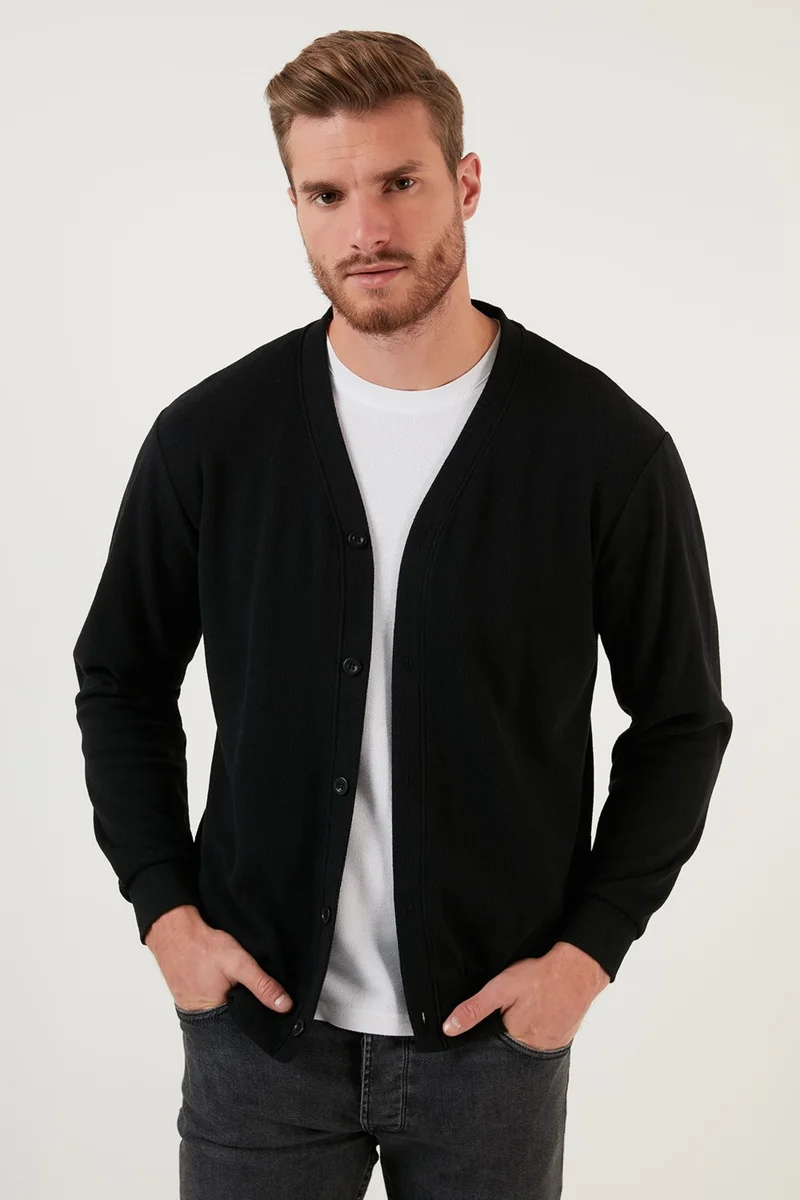 Buratti Cotton Regular Fit Buttoned V-Neck Cardigan Men's Cardigan 456205