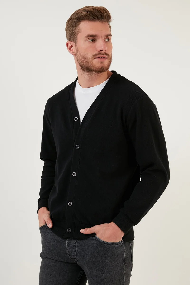 Buratti Cotton Regular Fit Buttoned V-Neck Cardigan Men's Cardigan 456205
