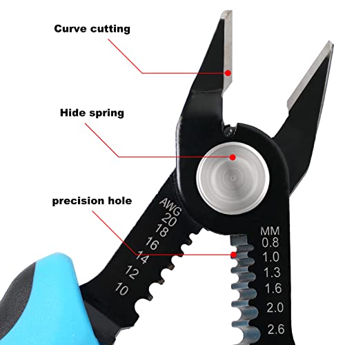 WGGE Wire Cutters Precision Flush Pliers with Supplementary Stripping, Cutting Pliers, Handy and Slim Diagonal Cutters, Ultra Sharp Wire Cutter, 10-20AWG wire stripper (6 inch) - Image 2