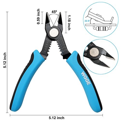WGGE Wire Cutters Precision Flush Pliers with Supplementary Stripping, Cutting Pliers, Handy and Slim Diagonal Cutters, Ultra Sharp Wire Cutter, 10-20AWG wire stripper (6 inch) - Image 4