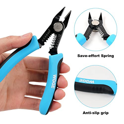 WGGE Wire Cutters Precision Flush Pliers with Supplementary Stripping, Cutting Pliers, Handy and Slim Diagonal Cutters, Ultra Sharp Wire Cutter, 10-20AWG wire stripper (6 inch) - Image 3