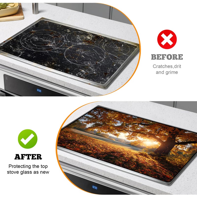 AOHMPT Multi-Design Stove Cover for Glass/Electric Stoves - 3-in-1 Heat-Resistant Protector Mat, Non-Slip Drying Rack 28"x20" - Image 5