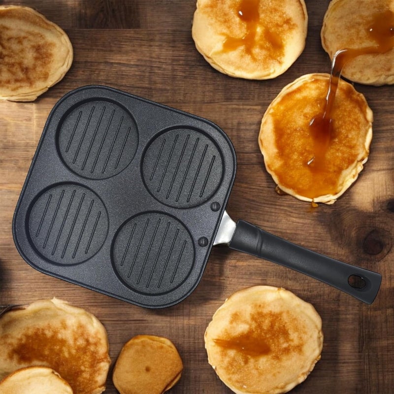 Zen 4Cavity NonStick Pancake Pan with Cleaning Brush and Scraper Perfect for Pancakes Eggs and More 195 cm with 4 L Capacity  - Image 2