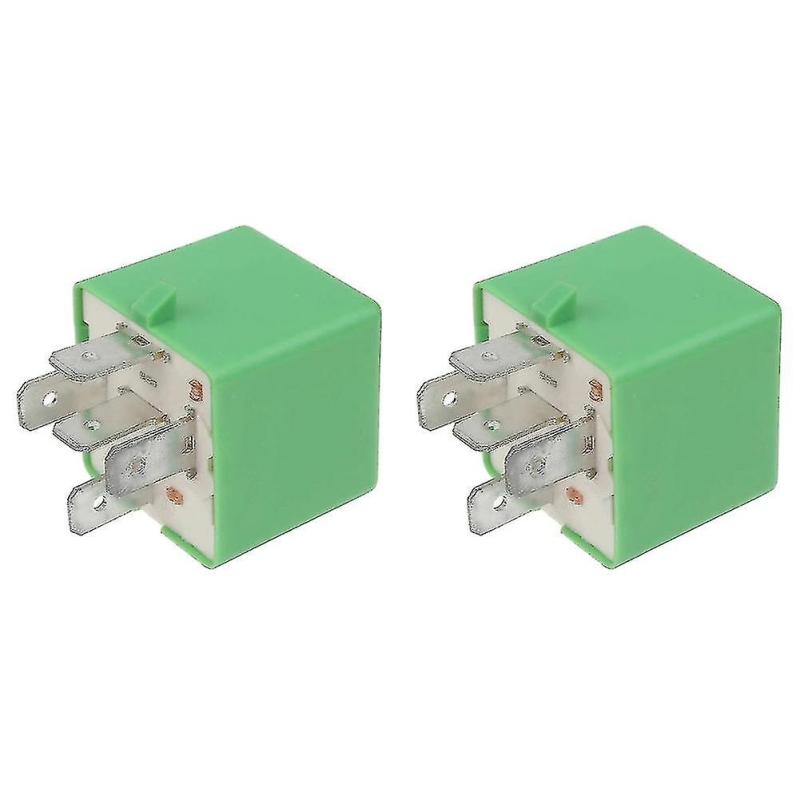 Cooling Fan Relay: 5 Pin 12V 35A Green Durable Plastic - 100% New For Reliable Top Performance, 2 Pack For Peugeot 206 207 306 307 406 407 807 Automotive Engine Electrical Maintenance - Image 1