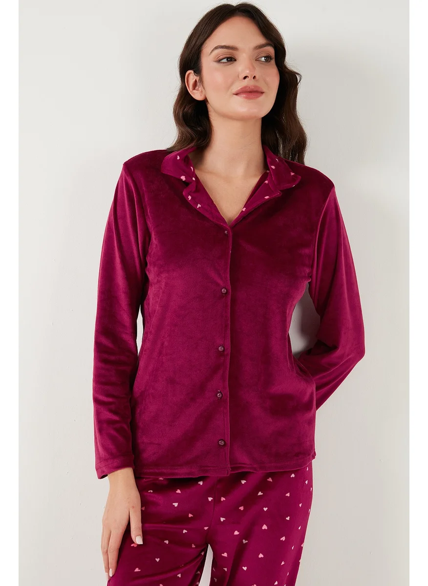 Lela Regular Fit Patterned Shiny Velvet Pajama Set Women's Pajama Set 65713311