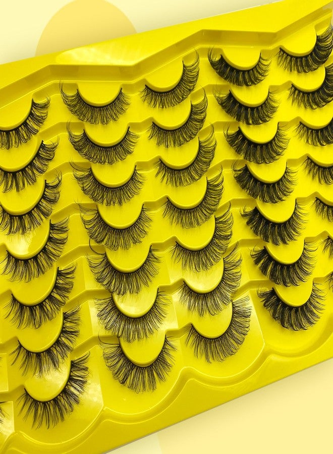Royaomis 21 Pairs Russian Strips Lashes 12-18mm Wispy Fake Lashes that Look Like Extensions D Curl Lash Strips 3 Styles Natural False Lashes Mink（21-yellow） - Image 3